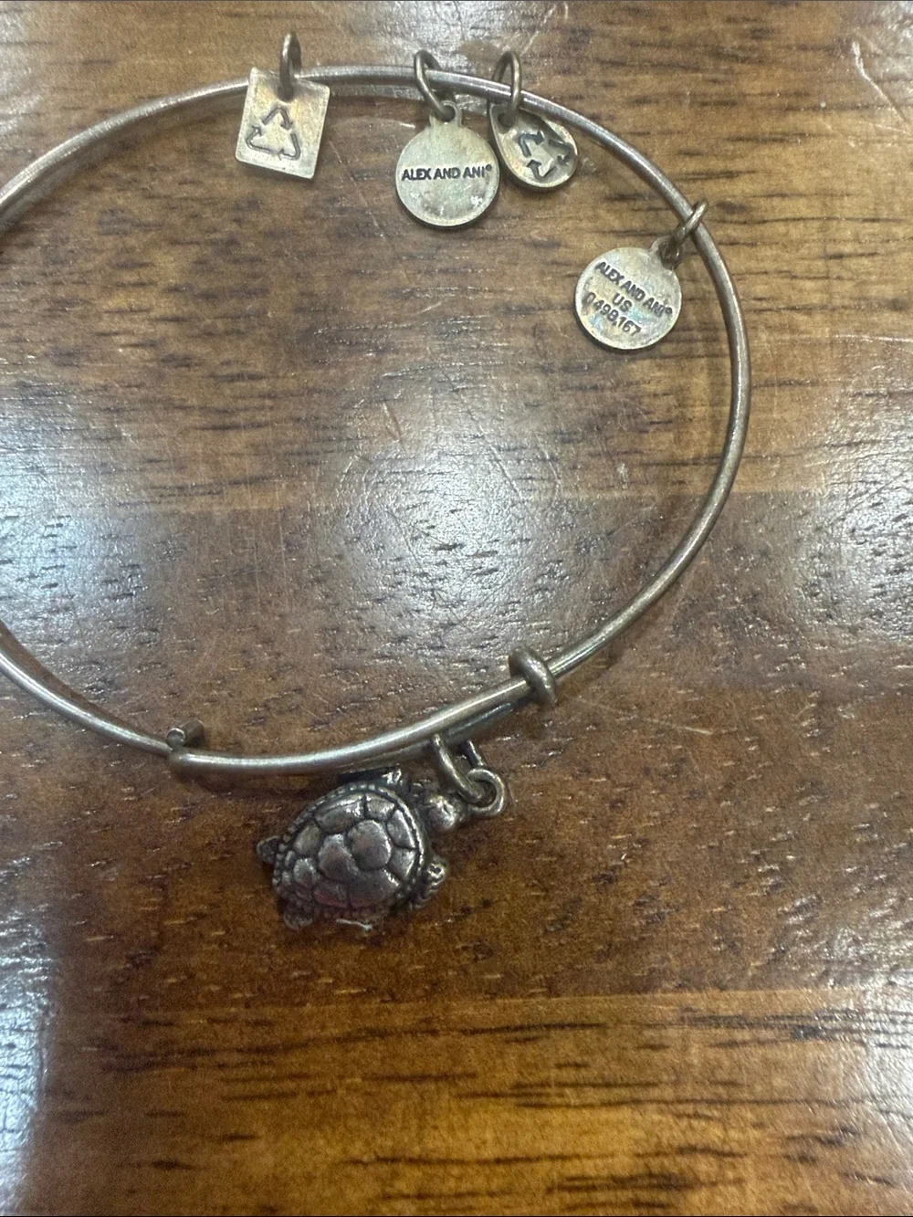 Alex and Ani Antiqued Gold Turtle Charm Expandable Bangle